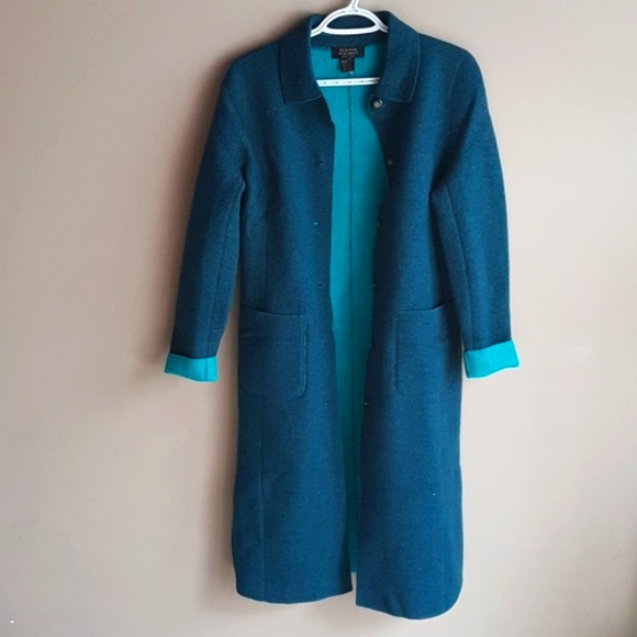 DANA BUCHMAN Petites Teal Wool Jacket Size XS/S - Picture 3 of 12